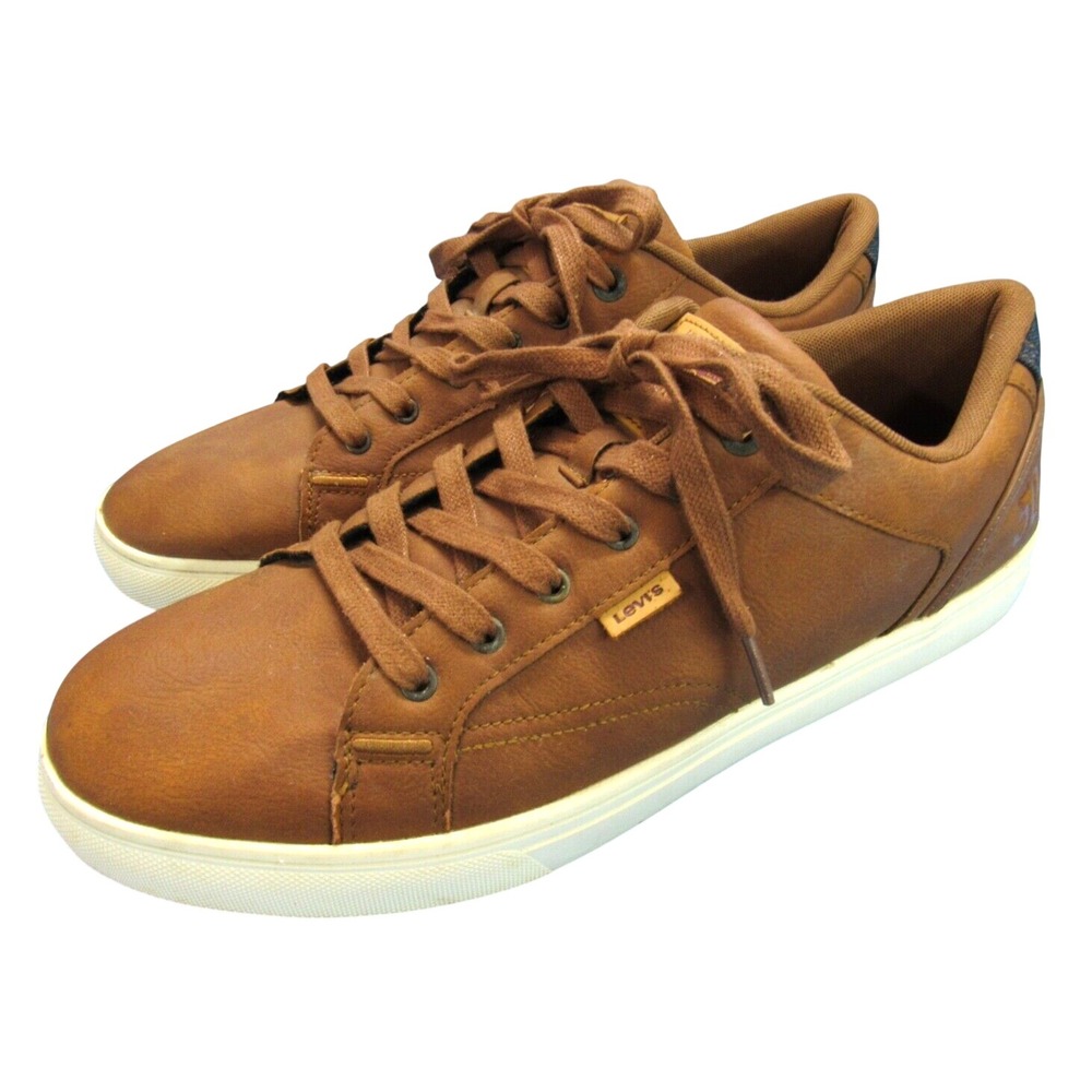 LEVI'S Jeffrey TAN Waxed VEGAN LEATHER Lace-Up CASUAL COMFORT Sneakers Shoes 13